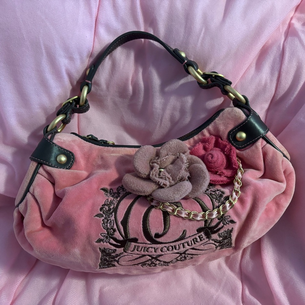 Juicy Couture Vintage Flower Appliqué Hobo Bag